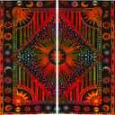 Bless International Beautiful Indian Bohemian Psychedelic Hippie Burning Sun Window Curtain Panels for Bedroom, Living, Balcony (Golden Tie Dye (38x83 Inches)(96x210 Cms))