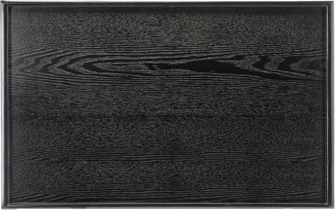 28 x 18 Inches Extra Large Solid Wood Serving Tray for Tea Coffee Table Snack Food Meals Serving Plate Kitchen Party Bar Breakfast Server with Raised Edges Black Wooden Decorative Ottoman Tray