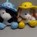 Holiday Home Spring Raindrop Plush – Cow with Blue Hat & Bunny with Yellow Hat