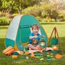 Meland Kids Camping Set with Tent - Toddler Toys for Boys with Campfire, Camping Toys for Kids Indoor Outdoor Pretend Play, Gift Idea for Boys Age 3,4,5,6 Year Old Birthday Christmas (Green), Child-size