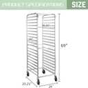 HALLY SINKS & TABLES H Bun Pan Rack 20 Tier with Wheels, Commercial Bakery Racking of Aluminum for Full & Half Sheet - Kitchen, Restaurant, Cafeteria, Pizzeria, Hotel and Home, 26" L x 20" W x 69" H