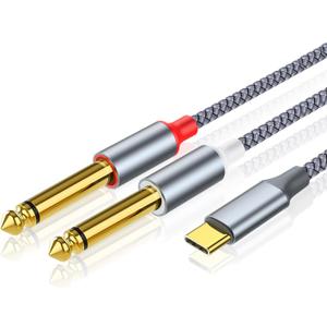3ft USB C to Dual 6.35mm TRS Stereo Audio Splitter Y-Cable, 4 FT USB Type-C to 1/4" Audio Adapter Aux Jack Stereo Cord, Gold-Plated Connector, Nylon Braided Jacket, DAC Chip 3ft USB C to Dual 6.35mm TRS Stereo Audio Splitter Y-Cable, 4 FT USB Type-C to 1/4" Audio Adapter Aux Jack Stereo Cord, Gold-Plated Connector, Nylon Braided Jacket, DAC Chip
