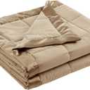 Madison Park Windom Down Alternative Blanket, Premium 3M Scotchgard Moisture Wicking Treatment, Lightweight and Soft Bed Cover For All Season, Satin Trim, Brown Full/Queen