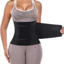 Waist Trainer Belt for Women Belly Fat Waist Cincher Trimmer Ab Belt Tummy Control Body Shaper with Triple Wrap (Black, L)