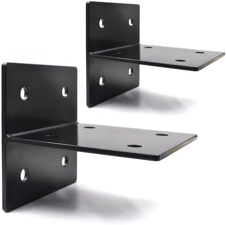 (2 Pack) Hidden Joist Bracket Fixed Base for 6x6 Beams, 5mm Thickness Carbon Steel Connectors T Tie Heavy Duty Beam Bracket, Black