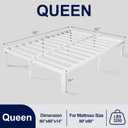 Queen Metal Bed Frame with Round Corner Legs, 14 Inch Platform Bed Heavy Duty Steel Slats Support, Noise Free No Box Spring Needed Easy Assembly(14Q,White)