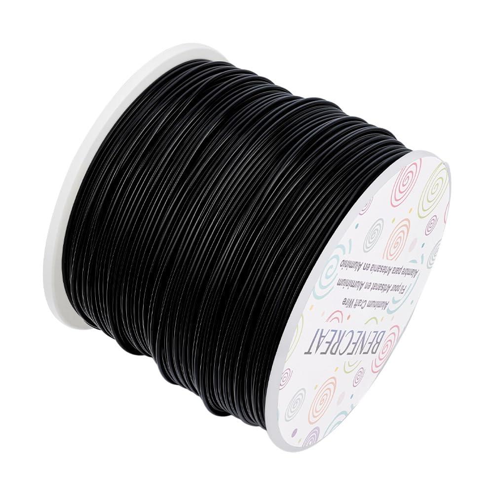 BENECREAT 18 Gauge Aluminum Wire 492FT Anodized Black Bendable Craft Wire for Beading Jewelry Craft Making, Plant Gardening, Sculpting Model Making