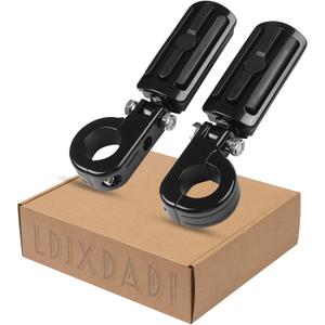1.25" Highway Footpegs, Adjustable Footrest Mounting P-Clamps Compatible with Harley Sportster Touring Softail Dyna Honda Kawasaki Suzuki Yamaha with 1-1/4" Engine Guard