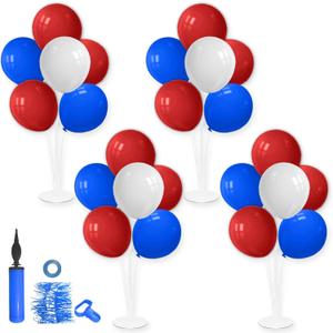 ZJDHPTY Red White and Blue Balloon Stand Centerpiece Table Decorations for 4th of July Father's Day Graduation Birthday Party Decorations(Red white blue set4)