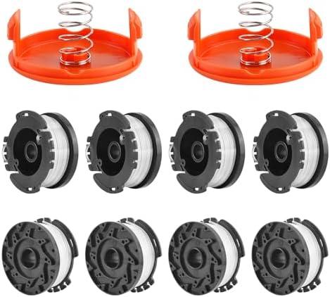 VIABRICO 10 Pack AF-100 Replacement Spool Line for Black+Decker - 0.065" Weed Eater String Trimmer Line Spool, 30ft Autofeed Weed Wacker Spool Refill for Black+Decker(8 Spool,2 Cap,2 Spring)