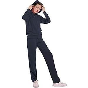 Gary Com 2 Pieces Tracksuit Sets Women's Jogging Hoodie Outfits Solid Zip Up Active Jogger Track Suit Charcoal XL