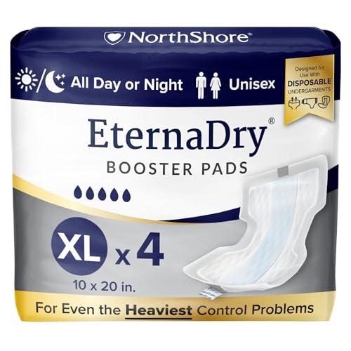NorthShore EternaDry Booster Pads for Men and Women, X-Large, Starter Pack/4 With North Shore Supreme Wipes 10Wipes