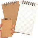 Jutom 2 Pcs Mini Pocket Notebooks Bulk 3x5 Graph Paper Top Spiral Notebook 120 Pages 80 Gsm Mini Grid Notepads for Personal Organizers Home Classroom Business Work Supplies (Kraft)