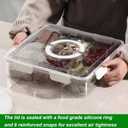 Taiuloo Divided Serving Tray with Airtight Lid and Handle, 6 Compartment Snackle Box Container, Portable Snack Platters, Clear Fridge Organizer & Food Storage for Veggie, Fruit, Charcuterie, Nuts