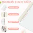 Refillable A5 Binder 6 Ring Cover for Planner Budget Journal Notebook Making with 300 PCS Binder Sheet Converter Sticker, Loose Leaf Cover with 25mm Inner Diameter Ring (Perforated-white)