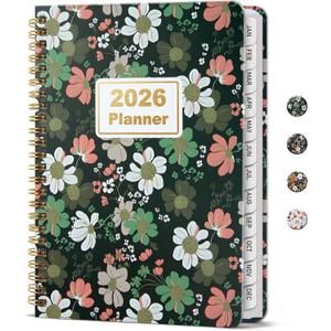 Timart 2026 Planner, January 2026 - December 2026, Weekly and Monthly Planner, Hardcover 2026 Calendar Planner Book with Tabs for Women, Perfect for Office School Home, A4 (8.5" x11")-Green Floral