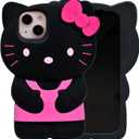 Cartoon Case for iPhone 14 Pro 6.1"2022, Fashion Cute 3D Kawaii Soft Silicone Protective Gel Shockproof Gel Back Cover for Kids Women Girls Boys (Black)