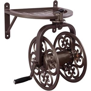 Liberty Garden 710 Navigator Rotating Garden Hose Reel, Holds 125-Feet of 5/8-Inch Hose - Bronze