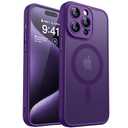 CANSHN Magnetic Compatible with iPhone 15 Pro Max Case, Upgraded [Full Camera Protection] [Compatible with Magsafe] [Translucent Matte] Shockproof Protective Phone Case Cover 6.7 Inch - Deep Purple