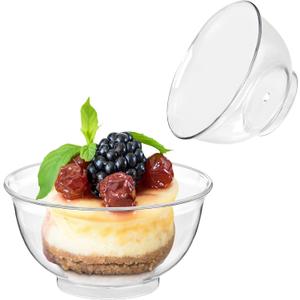 Zezzxu 100 Pack 2 oz Mini Dessert Cups, Clear Plastic Reusable Small Round Party Serving Tiny Bowls for Individual Appetizers, Trifle, Cheesecake, Hors D'oeuvres