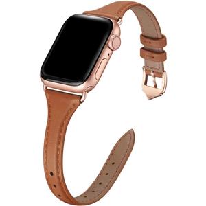 WFEAGL Compatible with Leather Apple Watch Band 41mm 40mm 38mm 42mm(series 11 10) Women, Top Grain Leather Strap Slim & Thin Replacement Wristband for iWatch Bands SE 3 2 1, Series 11 10 9 8 7 6 5 4 3 2 1