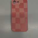 KANGHAR Compatible with iPhone 16E Case, Silicone Checkered Cute Pattern, Camera Protection Soft Slim Phone Case for Phone Case -Pink