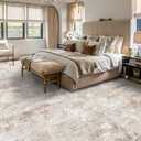 RUUGME 10X14 Abstract Area Rug:Large Washable Living Room Rug Indoor Non Slip Carpet for Bedroom Soft Foldable Stain Resistant Distressed Thin Rug for Dining Room Kitchen 10X14 Brick/Brown/Beige