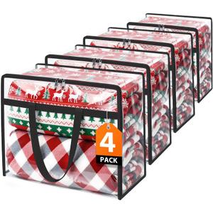 Storage Bags, 4 Pack Under Bed Storage and Closet Organizers Containers, Heavy-Duty Foldable Moving & Packing Bags with Zippers for Comforter, Bedding, Duvet, Blanket & Toy Storage, 40L