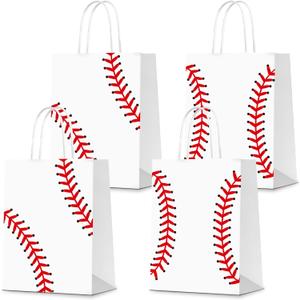 16 PCS Baseball Party Decorations with Handle Baseball Paper Bags Baseball Treat Snacks Bags Baseball Gift Bags Baseball Theme Party Decorations Baseball Party Bags for Kids Birthday Party Supplies