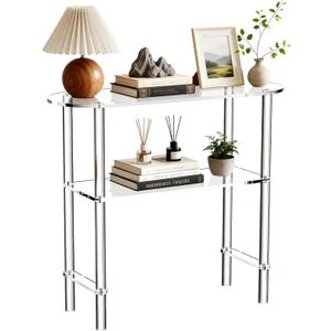 Acrylic Console Table Small, Oval Sofa Table for Living Room, Clear, 30.7'' x 11.8'' x 29.5''