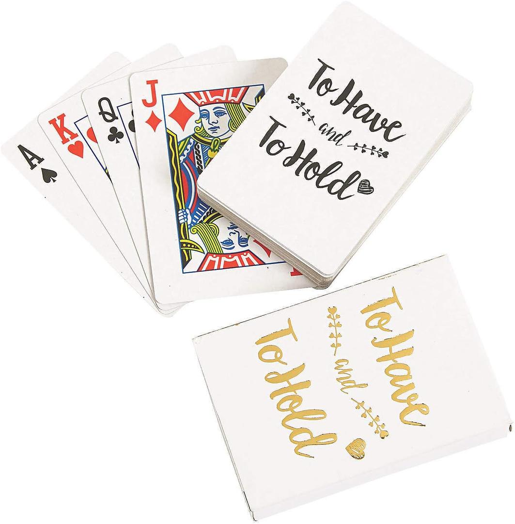 Fun Express to Have and to Hold Gold Foil Playing Cards (12 Decks Included) Wedding Party Favors