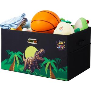 Large Collapsible Sturdy Toy Box for Kids (62x40x36cm), Toy Storage Organizer Bins for Boys, Girls, Living Room, Playroom, Nursery, Kids Toybox, Made with MDF Board (Black)