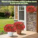 Artificial Flowers Fake Plants for Outdoors Spring Decoration, 13Bundles Silk Realistic UV Resistant Faux Flowers for Outside Planter Porch Yard Patio Garden Home Indoor, Red