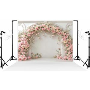 Kate 1010ft (33m) White Plaster Line Wall Backdrop Photography Arched Flower Door Indoor Birthday Girl Party Party Wedding Maternal Portrait Background Photography Studio Props Photos Videos