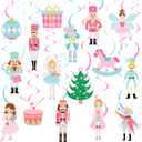 Nutcracker Party Hanging Swirls 20Pcs Christmas Nutcracker Hanging Decorations Nutcracker Ballerina Party Ceiling Decor Nutcracker Soldier Streamers for Xmas Winter Holiday Ornaments Supplies