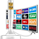 HIDB TV Antenna for Smart TV Indoor, Digital Indoor HD Antennas with Strong Magnetic Base, Easy Installation, Long Range Reception for Local Channels, Whit