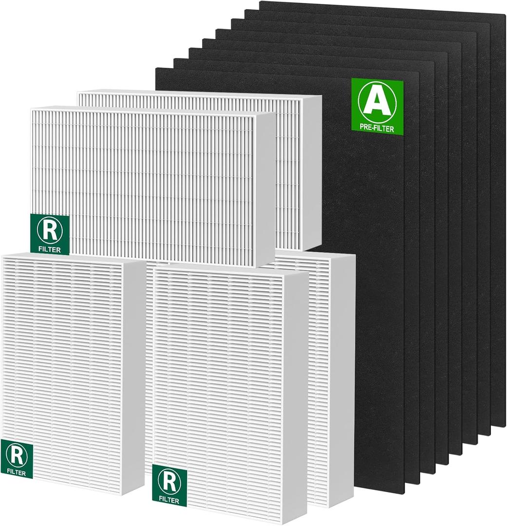 Musslan 6 Pack HPA300 HEPA Filter Replacement R with 8 Pack Activated Carbon Filter A Compatible with Honeywell Air Purifier HPA300, HPA304, HPA200, HPA3300 and HPA5300 Series