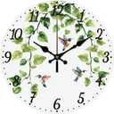 CHGCRAFT 12inch Ivy Hummingbird Wall Clock Battery Operated Silent Non Ticking Round Decorative Clock for Office Home Living Room Bedroom Bathroom Kitchen Decor