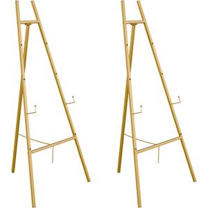 Gold Easel Stand for Sign, Heavy Duty Easel, 4-Tier AdjustableArt Easel for Painting, Wedding Sign 2pc