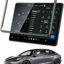 Alijees Tempered Glass Screen Protector For Tesla Model Y Accessories(2020~2024)& 2017-2023 Model 3 Accessories - [No More Glare& Fingerprint] -No Bubble Tempered Glass Case, HD & 9H Anti-scratch
