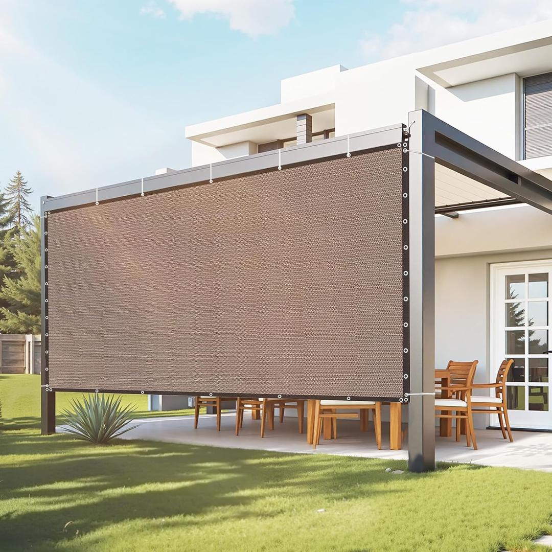 VEVOR 90% Sun Shade Cloth, 10 x 12 ft Pergola Shade Cover with Stainless Steel Grommets, Sun Shades Canopy Privacy Screen with 140 GSM HDPE Material, for Outdoor, Patio, Garden, and Backyard (Brown)