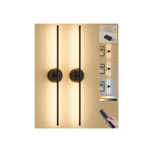 Ouyulong Battery Operated Wall Sconces Set of 2, 8000mAh Wireless Rechargeable 3000-6000K Dimmable 350° Rotate Wall Light with Remote for Living Room, Bedroom 31.6in Black