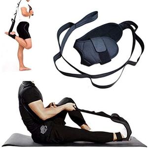 EOM Yoga Stretch Strap - Leg & Foot Stretching Belt with Loops for Rehabilitation & Gymnastics Exercise Training (black)