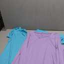 Huukeay 3 Pack 3/4 Length Sleeve Women's Tops Side Slit Tunic Loose Fit Round Neck Tee Shirt Ladies Casual Basic Fall Clothes (X-Large, Black, Cream, Blue)