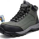 Masderue Work Boots for Men Steel Toe Waterproof Non Slip Work Shoes for Men Composite Toe Shoes Industrial Construction Green US 8M