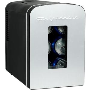 Frigidaire Portable 9-Can Mini Cooler Fridge, 5L, Brushed Stainless Rugged, Window, EFMIS189-SS, Clear Door, Glass