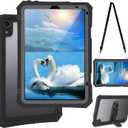 for iPad mini 6 Case/iPad mini 7 (A17 Pro) Case, Waterproof Case for iPad mini 7th Generation 2024/iPad Mini 6th Generation 2021 8.3-inch, Full Body Protective with Pencil Holder (Black)