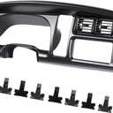 KUAFU Dashboard Bezel Cover w/Vents Compatible with 1998-2002 Dodge Ram Pickup 1500 2500 3500 Replacement for 5GK51DX9AA 5EU11DX9AB Instrument Bezel Panel Cluster Face Surround Bezel Black