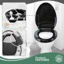 Renovators Supply Manufacturing Plastic Soft Close Toilet Seat Elongated Quiet-Close Lid, Contoured Seat, Easy to Install and Clean, Grip-Tight Bumpers with Adjustable Mounting Hardware, Black
