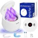MySmile Dental Ultrasonic Retainer Cleaner Machine- 45kHz UV Denture Cleaner with 200ML Capacity for Aligner, Braces, Mouth Guard, Night Guard, Portable Dental Cleaning Pod with Digital Timer (White)